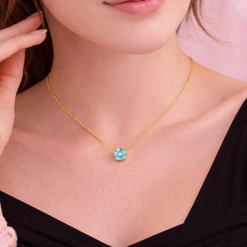Solitaire Pendant Necklace – 18K Gold Plated Demi-Fine Waterproof Jewellery | Tvayi