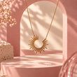 Sunburst Anti Tarnish Gold Plated Pendant Necklace