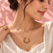 Woman Wearing 18K Gold Plated Pendant Necklace