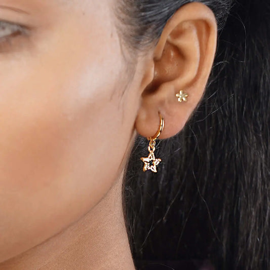 Crystal Star Hoop Earrings | Tvayi