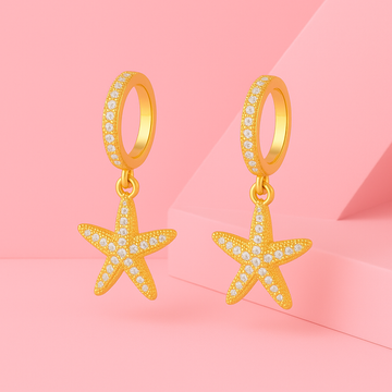 Starfish Gold Hoop Earrings – Zircon Studded Beach Style | Tvayi