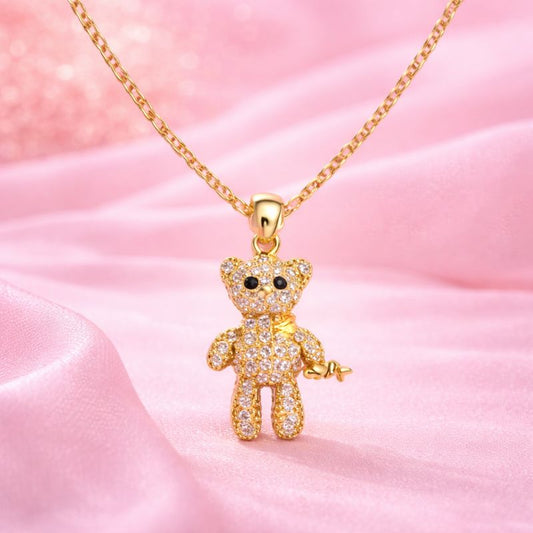 Sugar Teddy Bear Spark – 18K Gold Plated Teddy Pendant Necklace for Women | Demi-Fine Premium Jewellery | Gift for Her | Tvayi