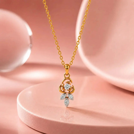 TVAYI Bloom Sparkle Pendant Necklace 9KT Real Gold Diamond Pendant | TVAYI | Tvayi