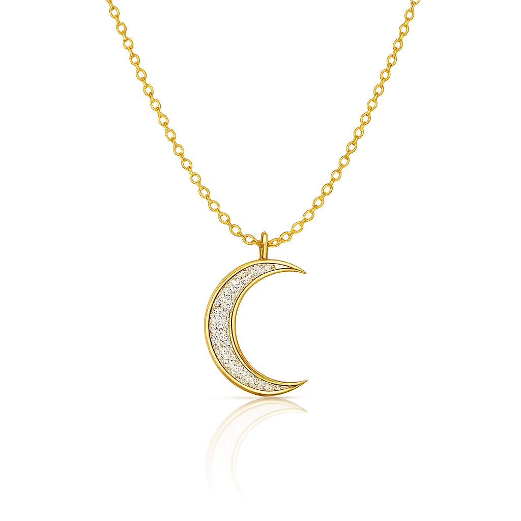 TVAYI Celestial Moon Lab-Grown Diamond Pendant Necklace | 9KT Gold | Tvayi