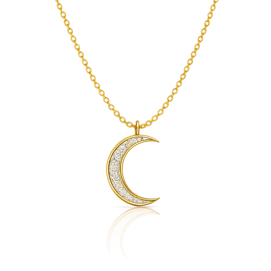 TVAYI Celestial Moon Lab-Grown Diamond Pendant Necklace | 9KT Gold | Tvayi