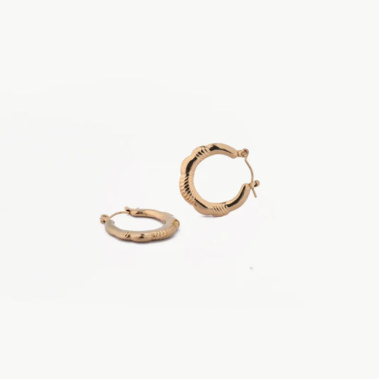 Textured Hoop Golden Earrings Tvayi
