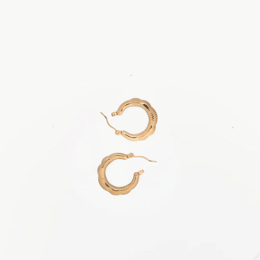 Textured Hoop Golden Earrings Tvayi