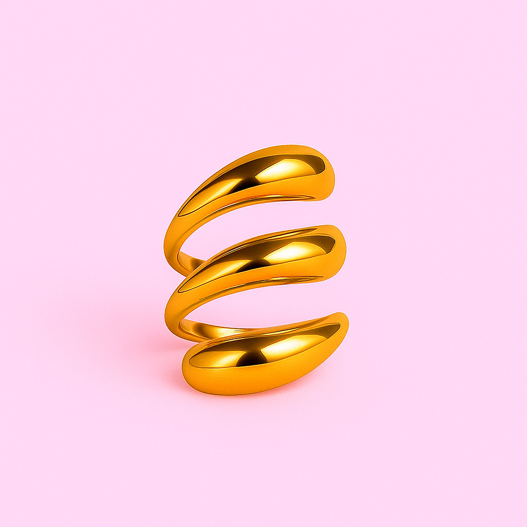 Triple Curve Gold Statement Ring | Tvayi Jewellery