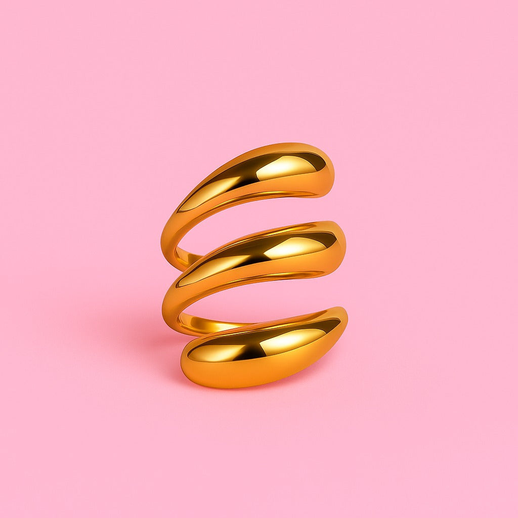 Triple Curve Gold Statement Ring | Tvayi Jewellery