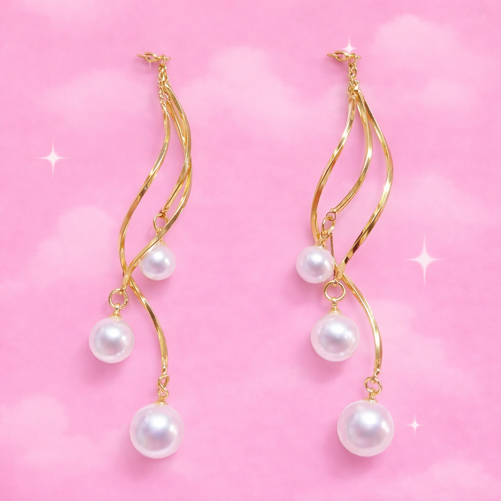 Twisted Pearl Drop Earrings – 18K Gold Plated Demi-Fine Jewellery | Tvayi