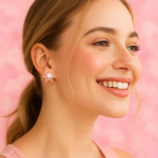 Flower & Round Earrings | Tvayi Jewellery
