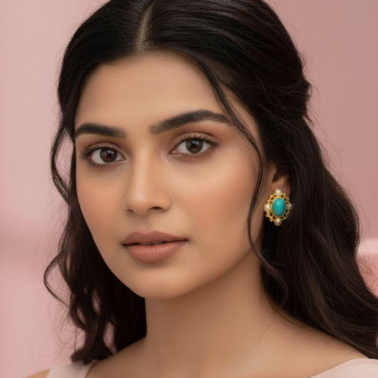 Celeste Turquoise Pearl Statement Earrings | 18K Gold Plated Demi-Fine | Tvayi