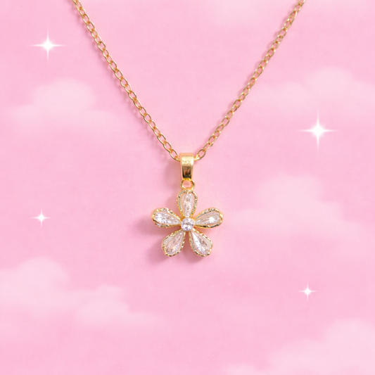 Tvayi Blossom Spark 18K Gold Plated Flower Pendant Necklace – Demi-Fine Jewellery for Women | Tvayi