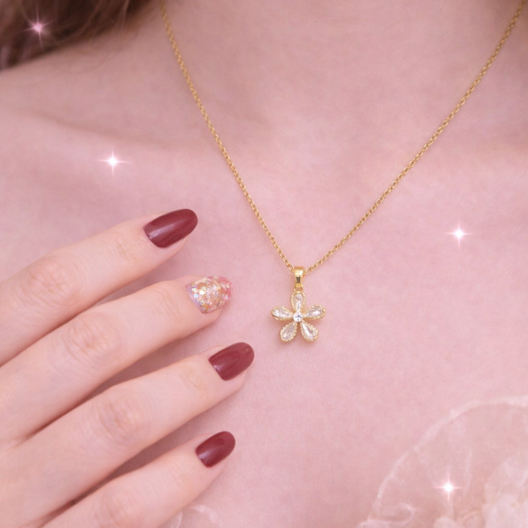 Tvayi Blossom Spark 18K Gold Plated Flower Pendant Necklace – Demi-Fine Jewellery for Women | Tvayi