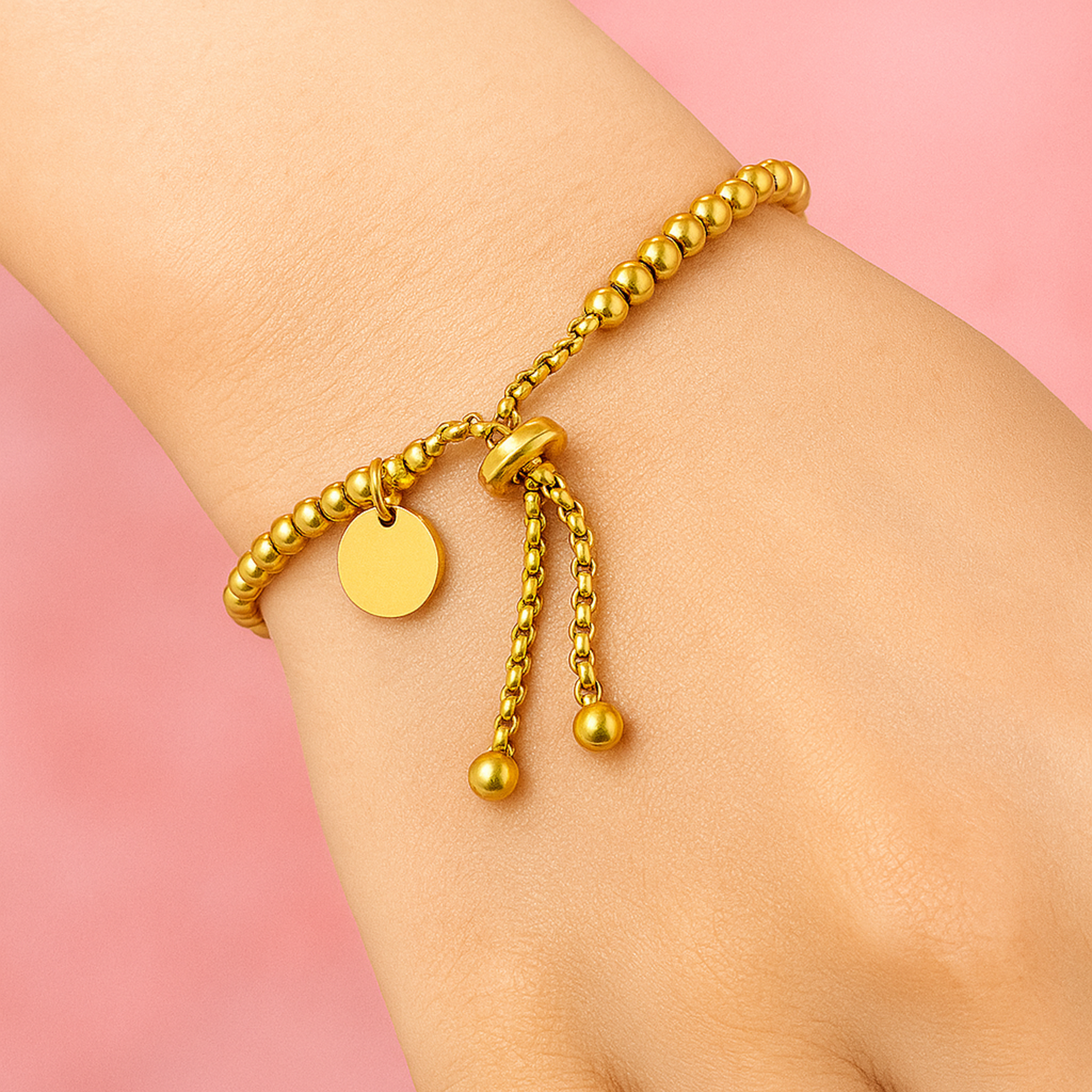 24K Gold-Plated Ball Chain Charm Bracelet – Perfect for Daily Wear | Tvayi | Tvayi Jewellery