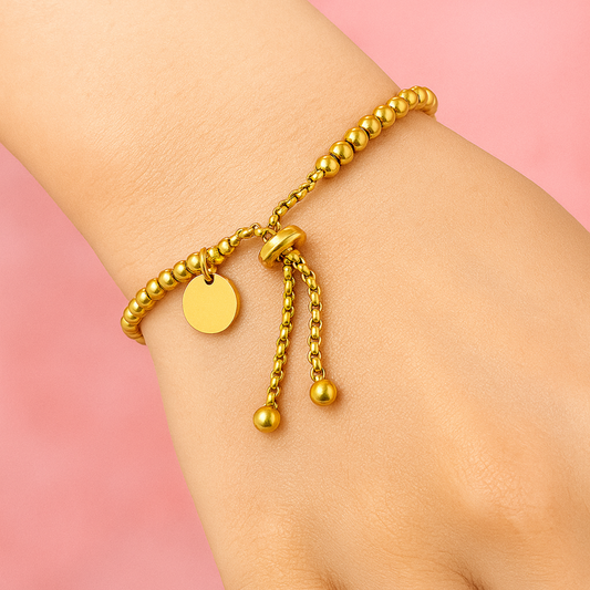 24K Gold-Plated Ball Chain Charm Bracelet – Perfect for Daily Wear | Tvayi | Tvayi Jewellery
