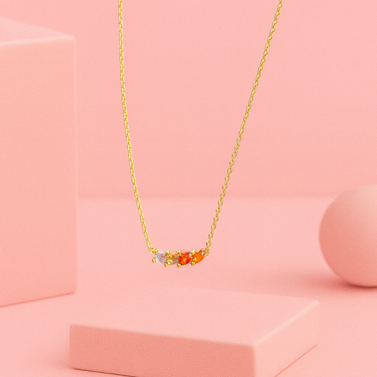 18K Gold Plated Minimal Gemstone Bar Necklace | Tvayi