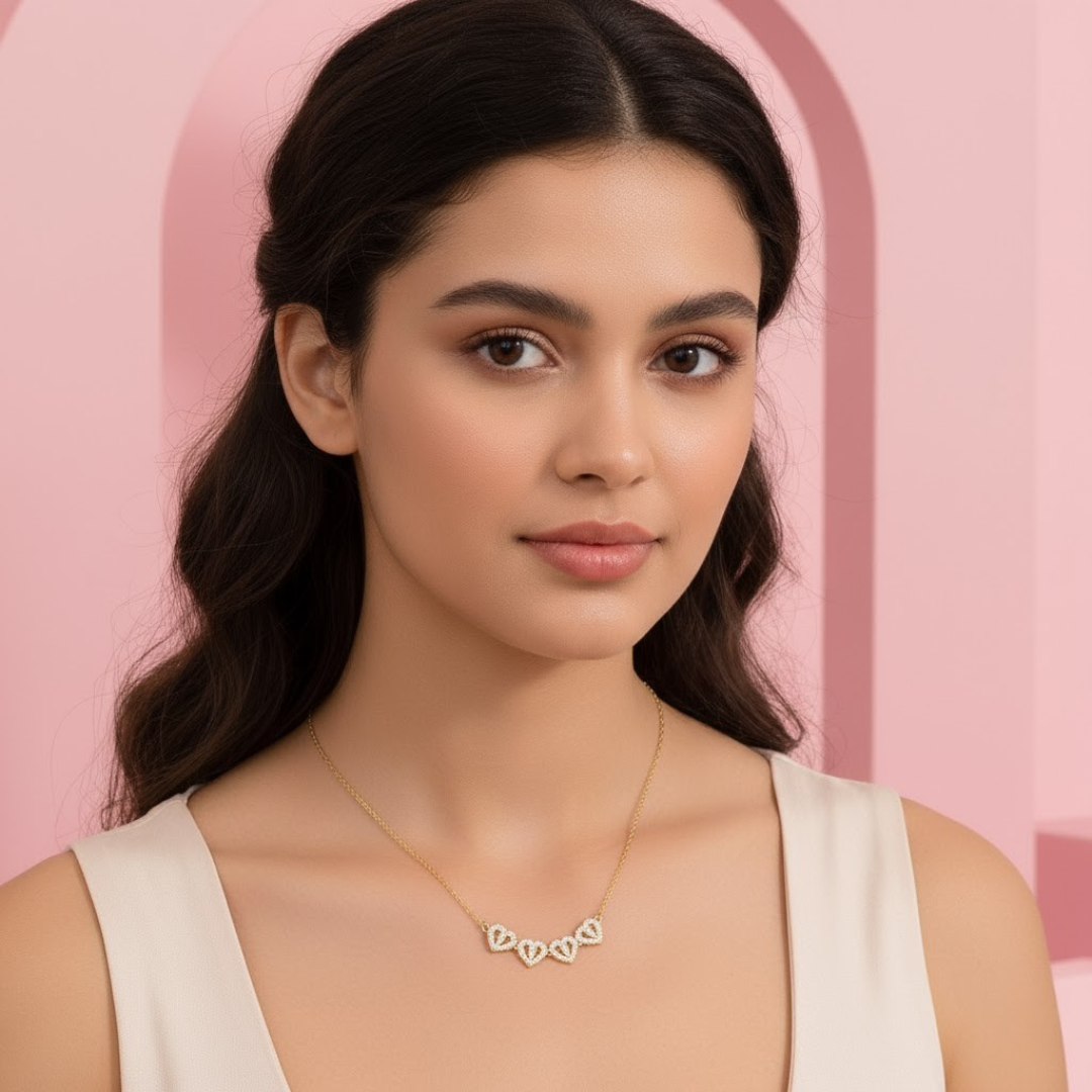 Heart Grace Gold Vermeil Necklace – 18K Gold Plated Demi-Fine Jewellery for Women | Tvayi