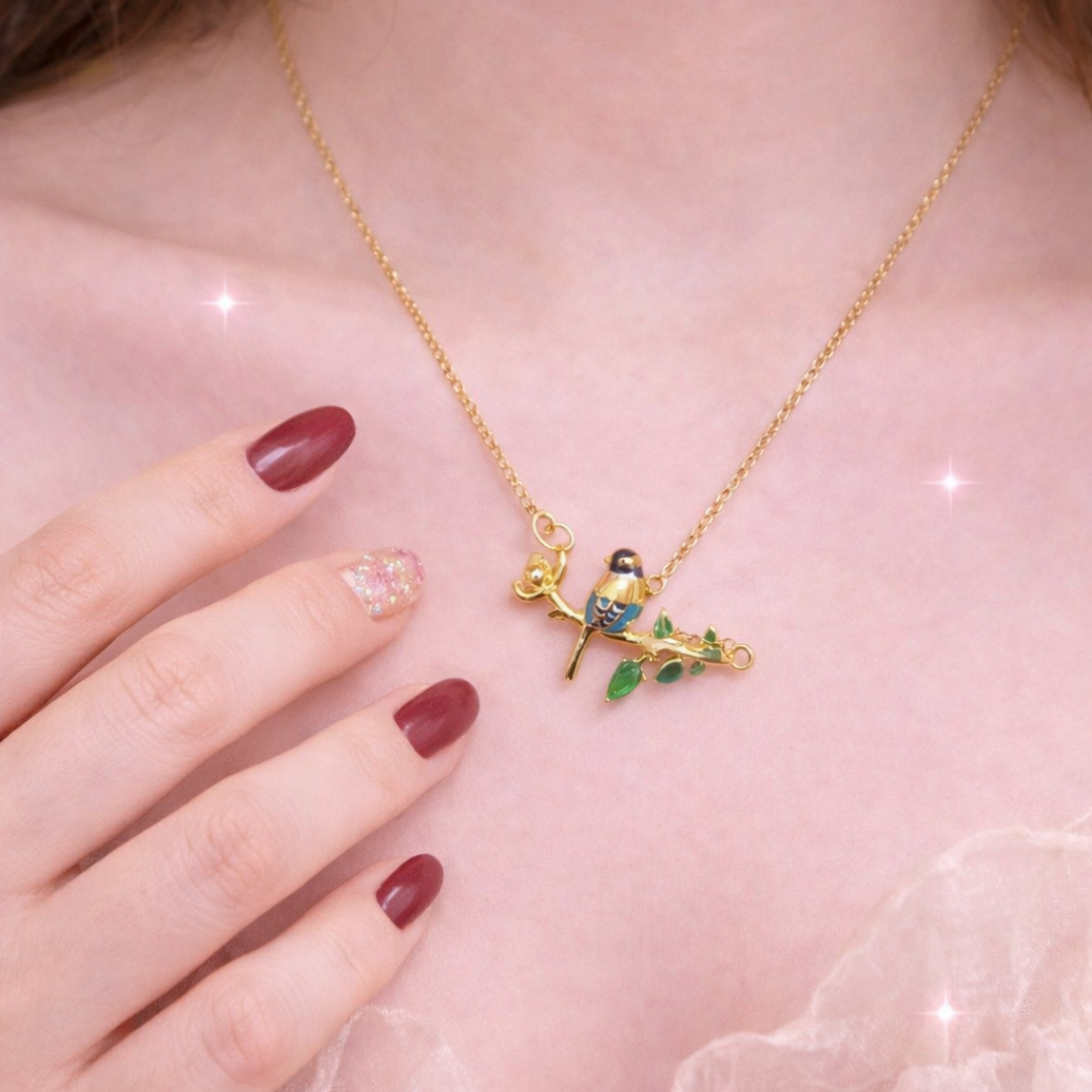 Tvayi Golden Finch Pendant Necklace | 18K Gold Plated Demi-Fine Jewellery for Women | Tvayi