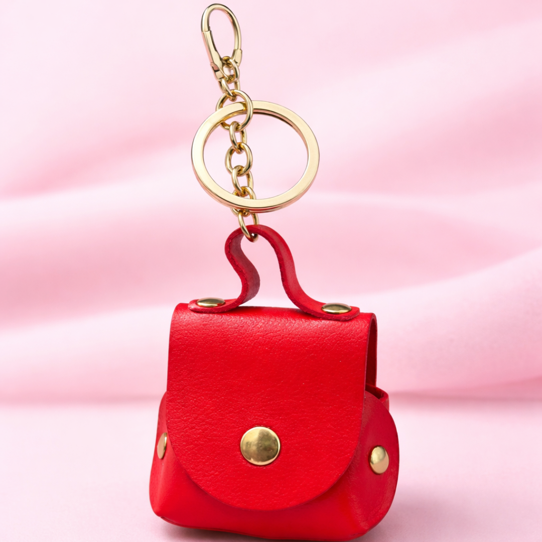 Tvayi Mini Bag Keychain for Women & Kids | Stylish Red Leatherette Keychain | Tvayi