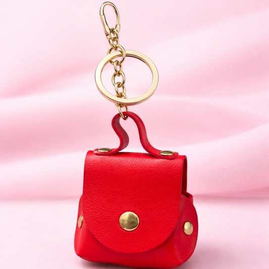 Tvayi Mini Bag Keychain for Women & Kids | Stylish Red Leatherette Keychain | Tvayi