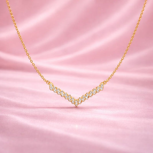 V Shaped Necklace with Zircon | Premium Demi-Fine Jewellery | | Tvayi