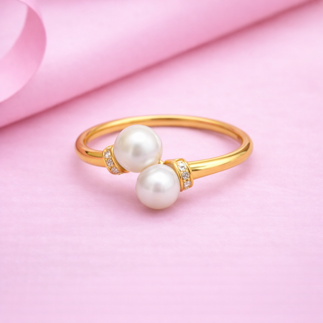 Vellora Pearl – Open Gold Ring for Women | 18K Gold Plated Demi-Fine Jewellery | Tvayi