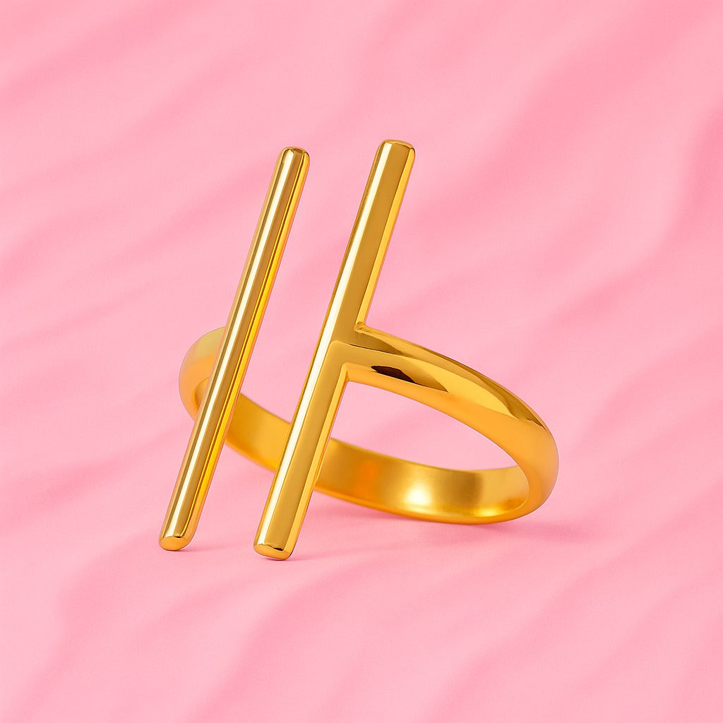 Bold Hashtag Ring | 18K Gold Vermeil Demi-Fine Jewellery | Tvayi Jewellery