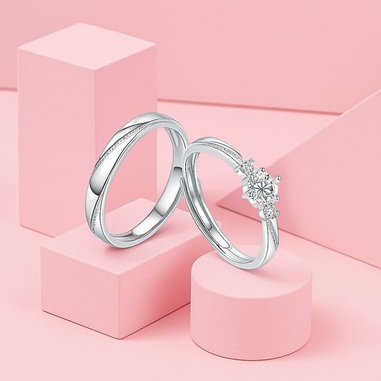 18K Gold Vermeil Couple Rings- Love Bands for Him & Her | Tvayi