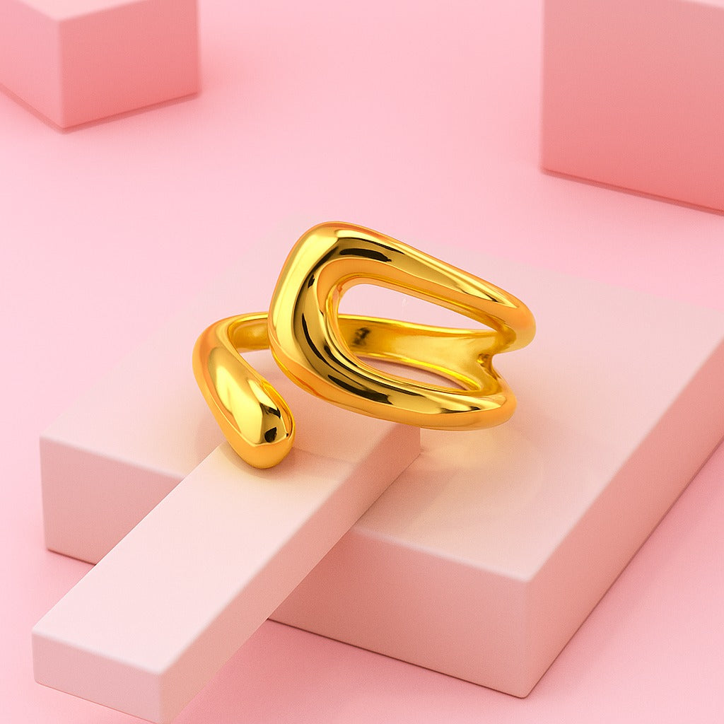 Aurea Sculptural Statement Ring | 18K Gold Plated Demi-Fine Jewellery | Tvayi