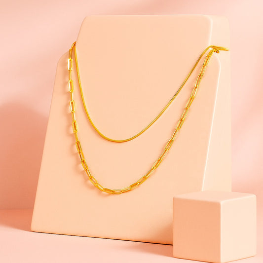 Layered Gold Chain Necklace | 18K Gold Vermeil Demi-Fine Jewellery | Tvayi