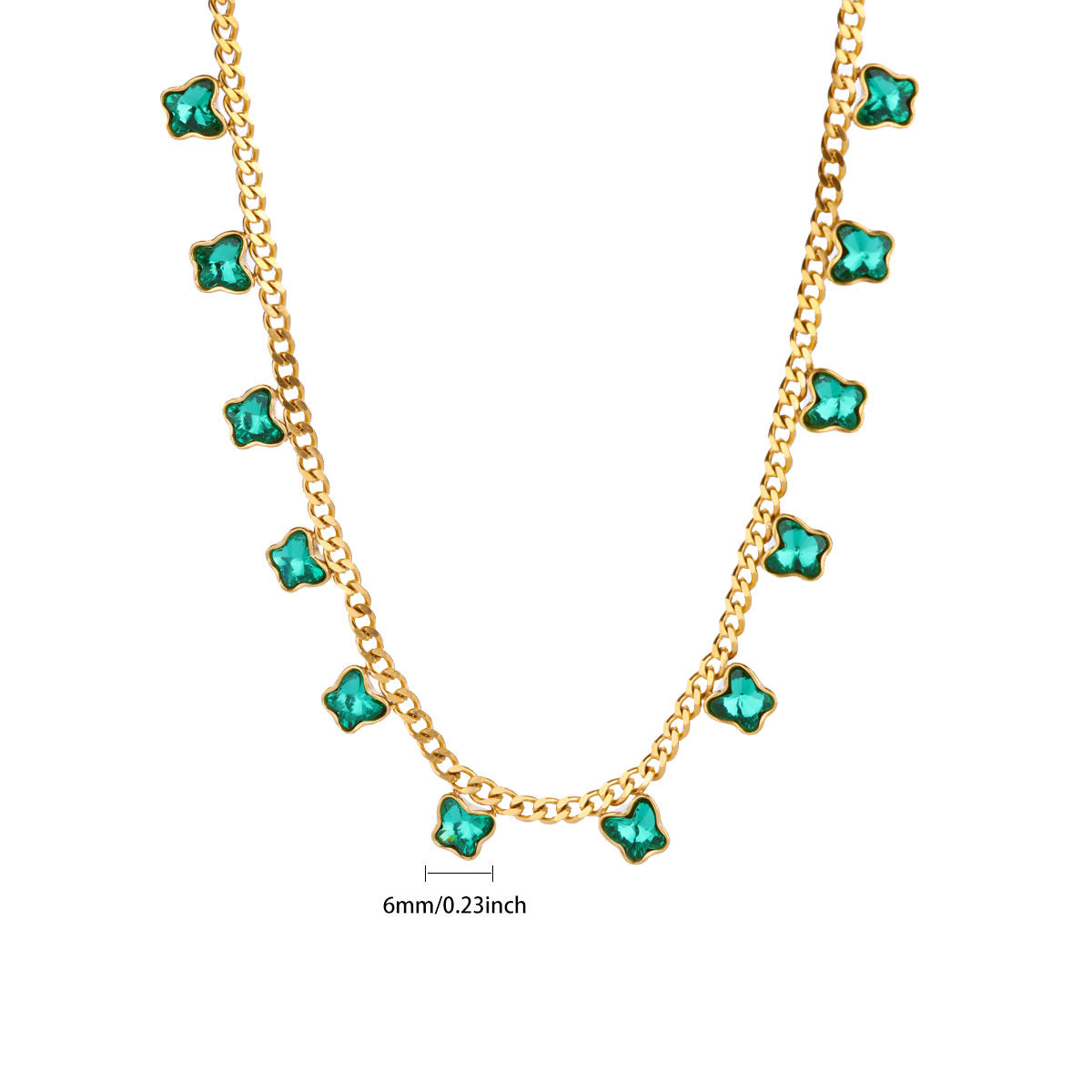 Gold Vermeil Green Clover Charm Necklace – Anti-Tarnish Demi-Fine Jewellery | Tvayi