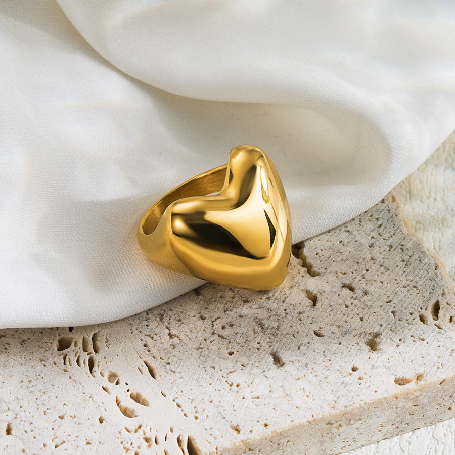 18K Gold Vermeil Heart Statement Ring | Demi-Fine Anti-Tarnish Jewellery for Women | Tvayi