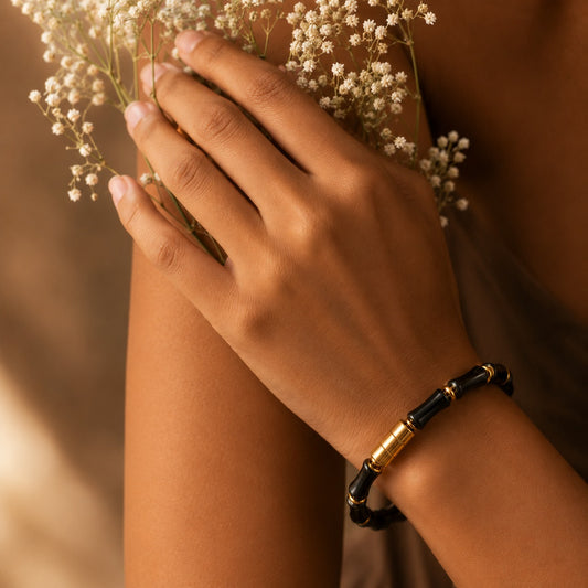 Black Bamboo Bracelet for Women & Men | Waterproof Luxury Bracelet