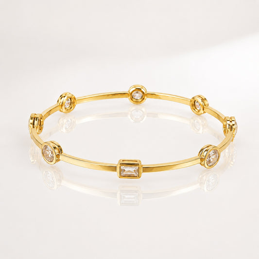 Gold Crystal Bangle Bracelet for Women | Waterproof Luxury Jewelry