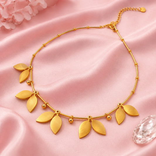Golden Leaf Charm Necklace