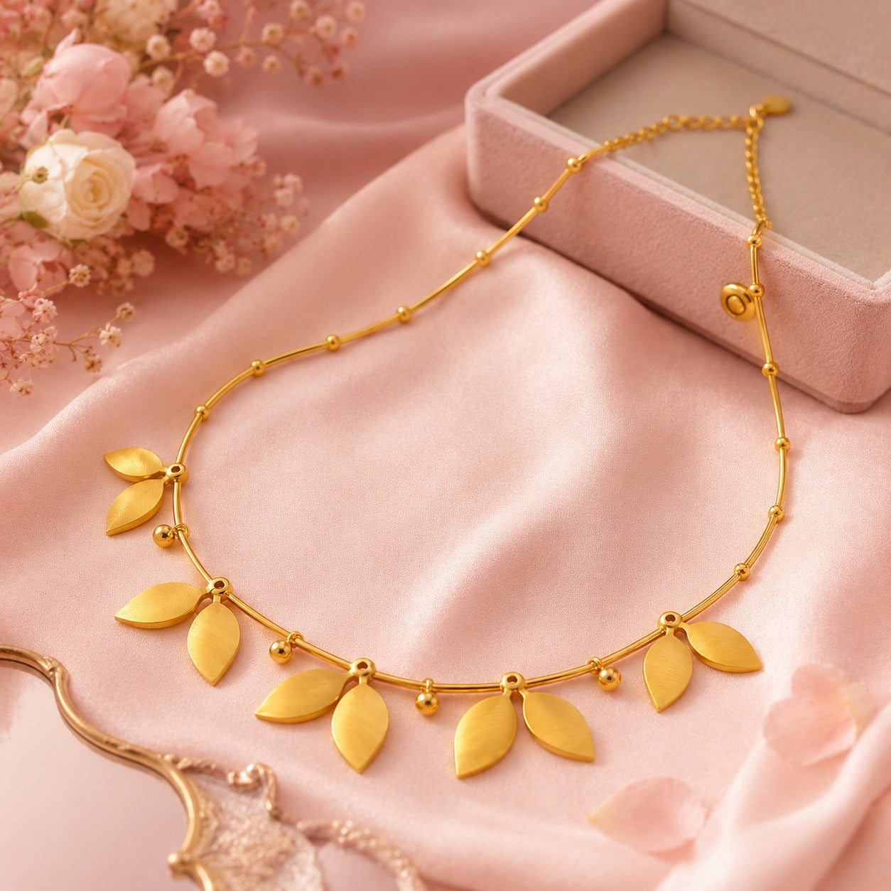 Golden Leaf Charm Necklace | Tvayi