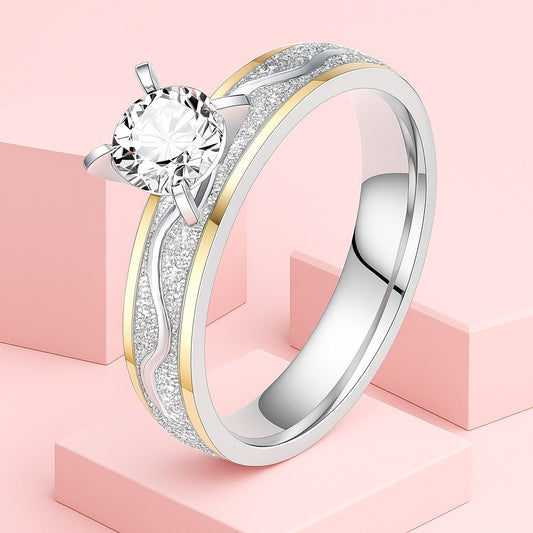 Dual Tone Solitaire Couple Ring | 18K Gold Vermeil Demi-Fine Jewellery | Tvayi