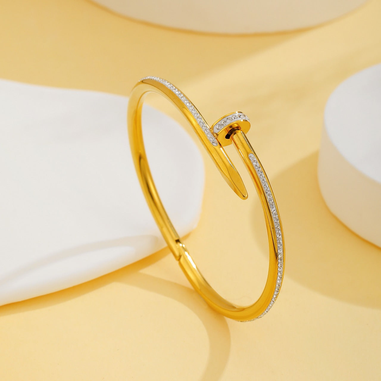 18K Gold Plated Nail Bangle – Demi-Fine Everyday Jewellery | Tvayi