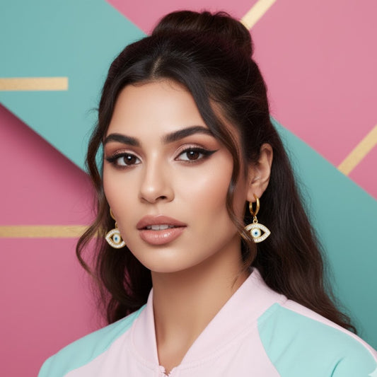 Evil Eye Gold Hoop Earrings – 18K Gold Plated Anti-Tarnish Protection Jewellery | Tvayi