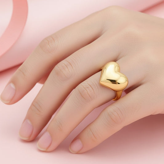 18K Gold Vermeil Heart Statement Ring | Demi-Fine Anti-Tarnish Jewellery for Women | Tvayi