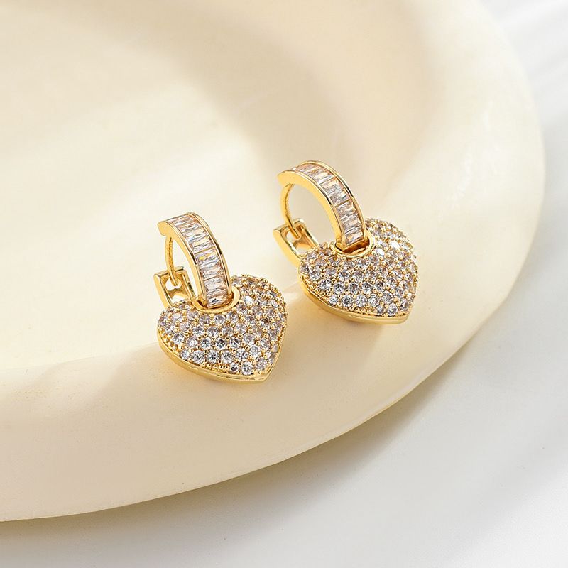 Heart Lock Zircon Hoop Earrings | 18K Gold Plated Demi-Fine Jewellery | Tvayi