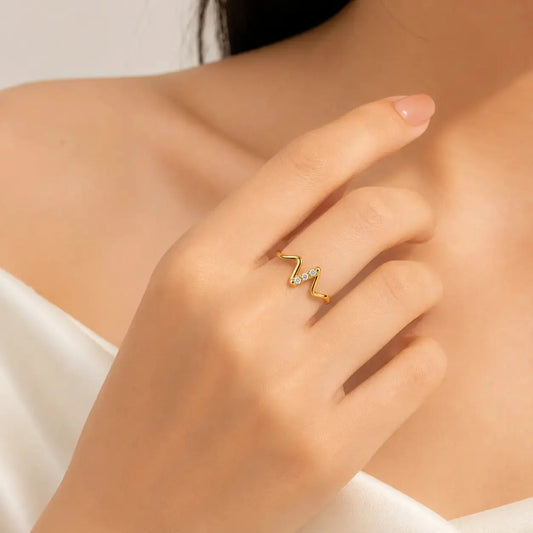 Ziva Spark Wave 18k gold plated Ring | Tvayi