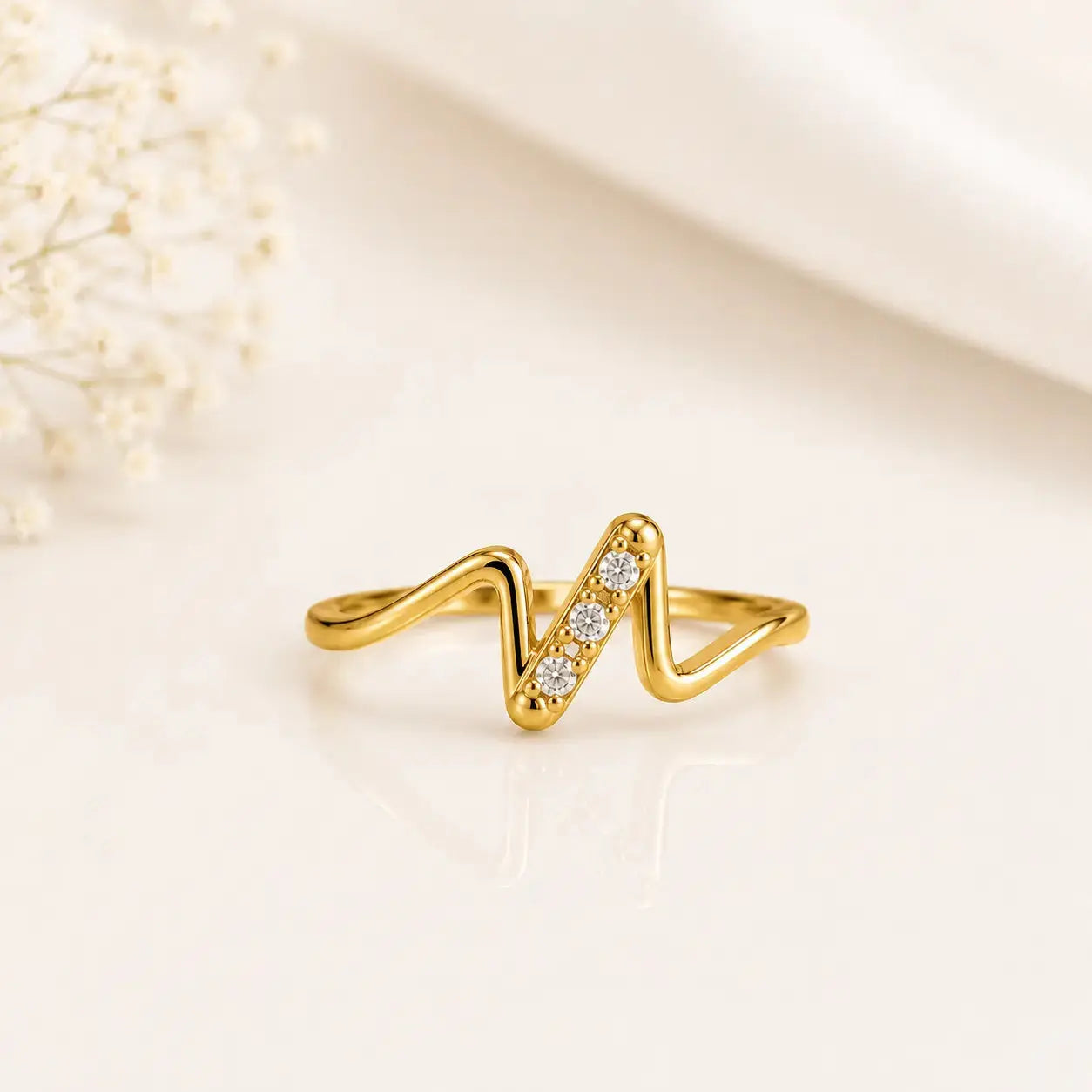 Ziva Spark Wave 18k gold plated Ring | Tvayi