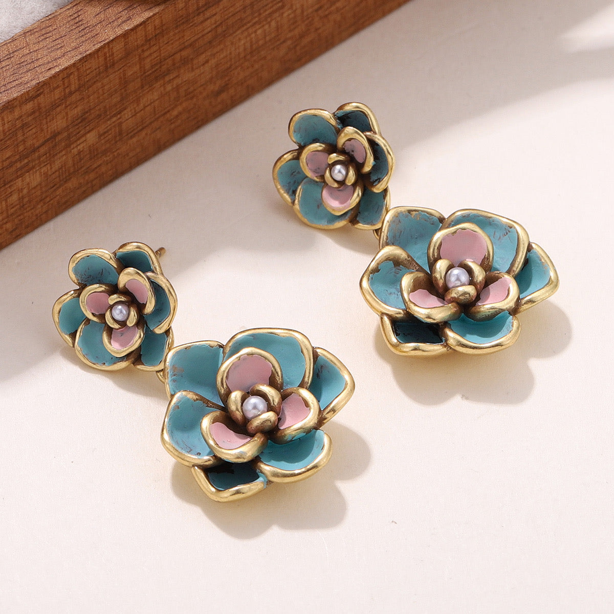 Aqua Bloom Floral Earrings – Anti-Tarnish Demi-Fine Jewellery | Tvayi