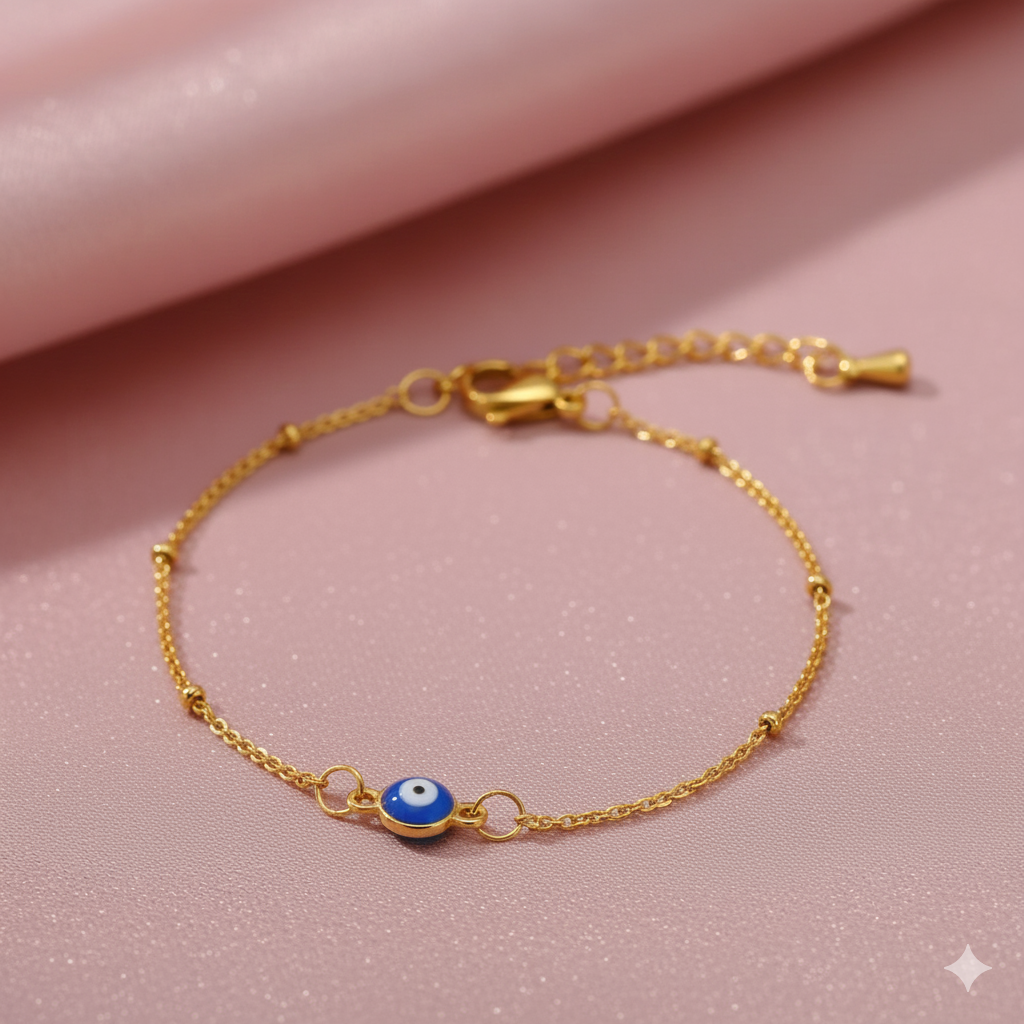 Gold Plated Evil Eye Bracelet for Women | Tvayi