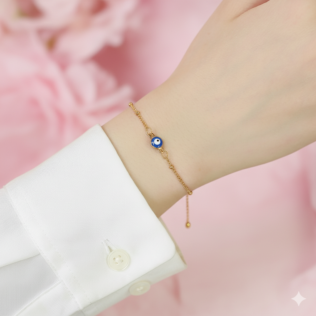 Gold Plated Evil Eye Bracelet for Women | Tvayi
