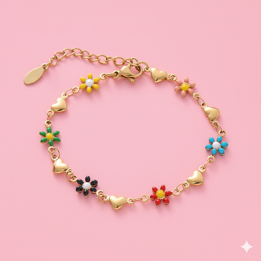 Blossom Hearts Charm Bracelet | Tvayi
