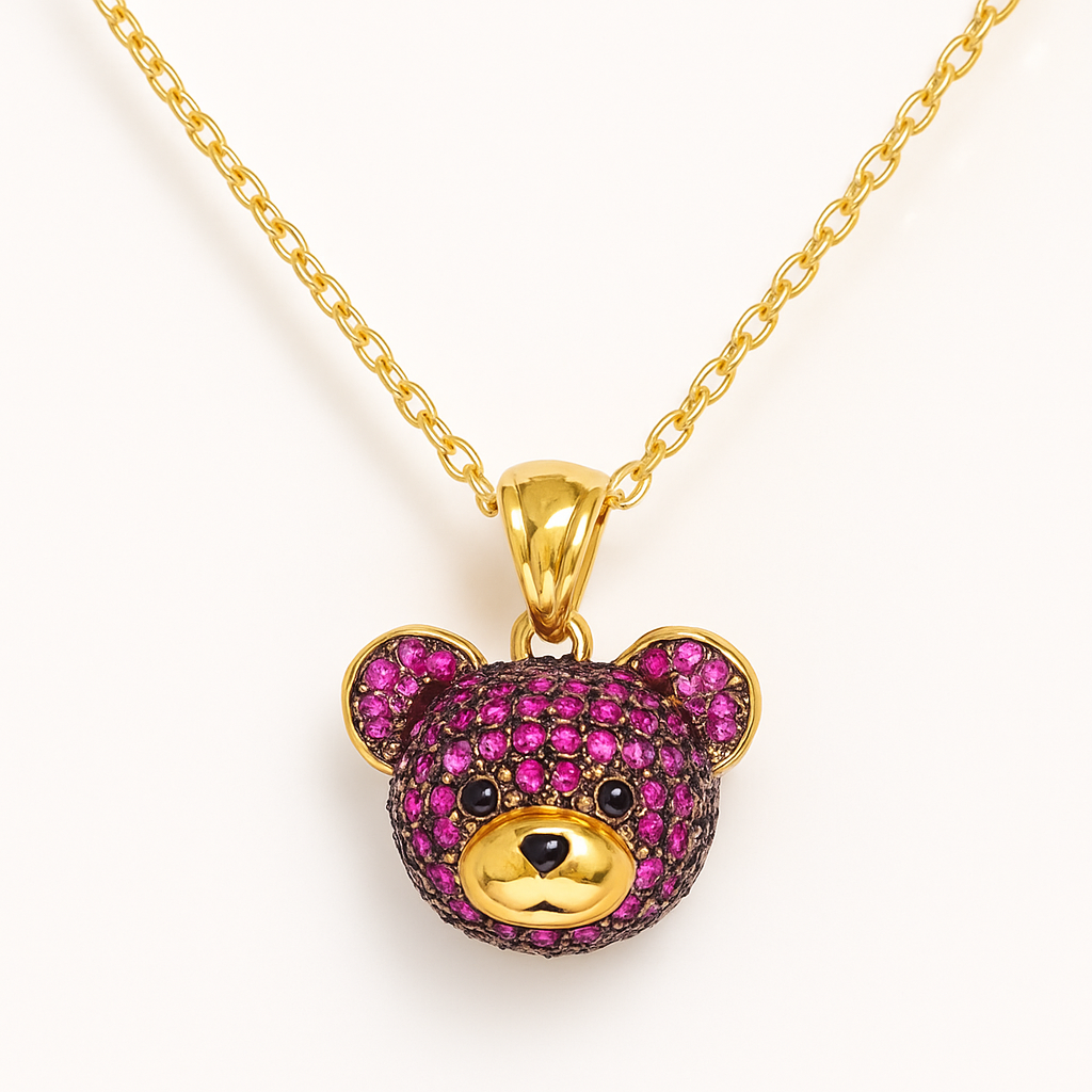 Bear Head Pendant Necklace – 18K Gold Plated Demi-Fine Jewellery for Women | Anti-Tarnish & Hypoallergenic | Tvayi
