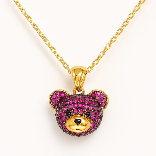 18K Gold Plated Bear Head Pendant – Demi-Fine Jewellery for Women | Tvayi